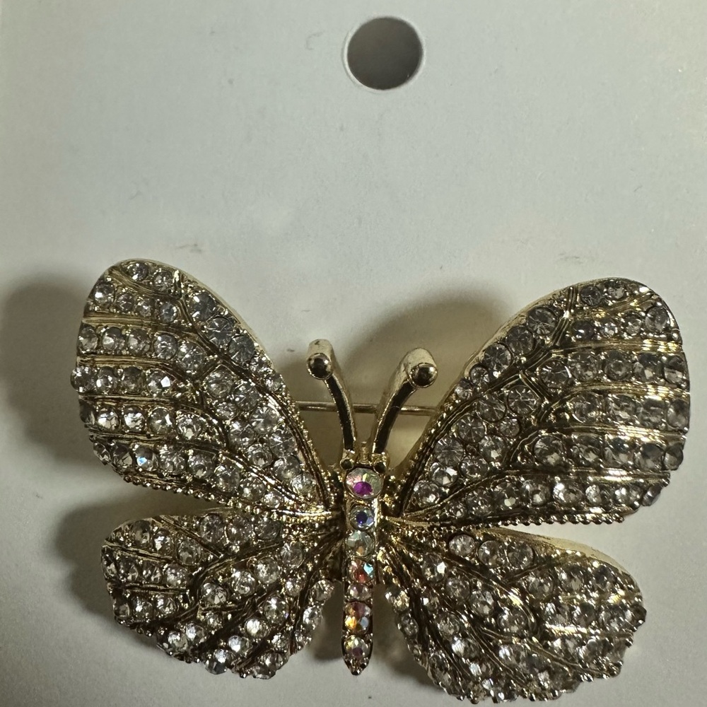 Butterfly Brooch with Rhinestone